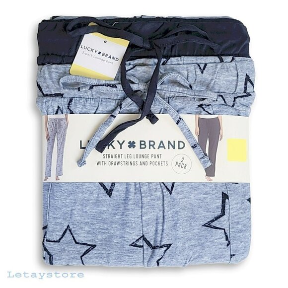 NWT Lucky Brand 2-Pack Lightweight Ultra Soft Relaxed Fit Lounge Pj Pants - Picture 4 of 7